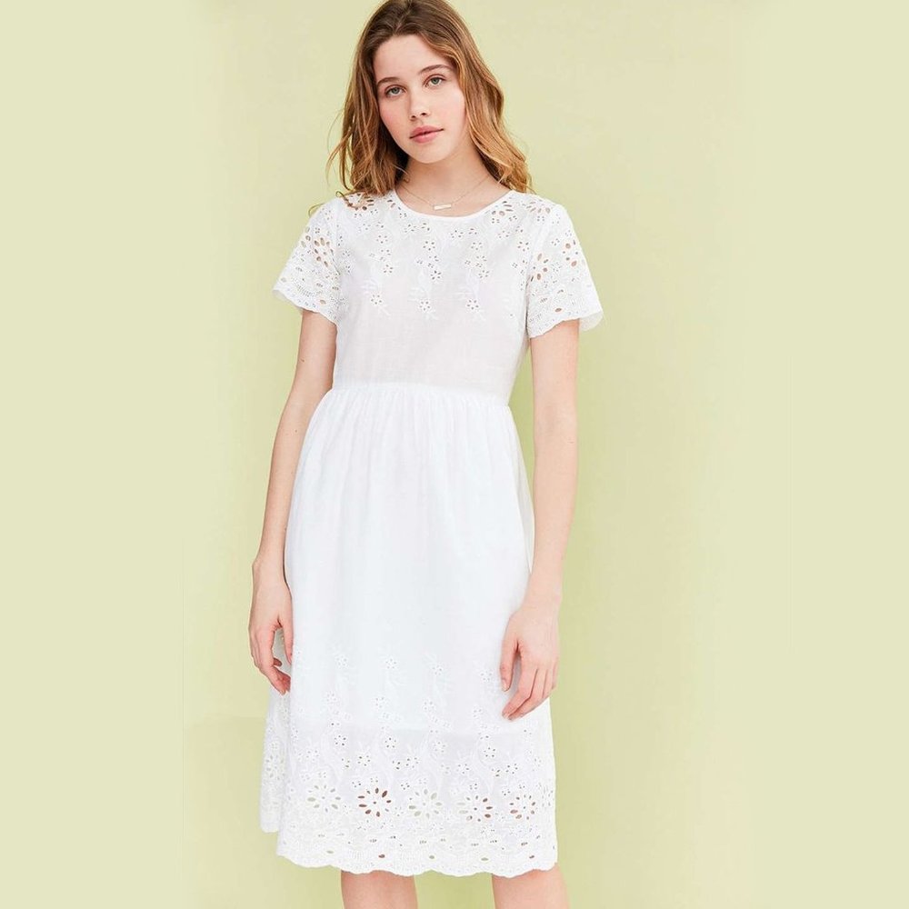 urban outfitters white midi dress BDG Urban Outfitters Eden Womens Midi Dress - WHITE - XS